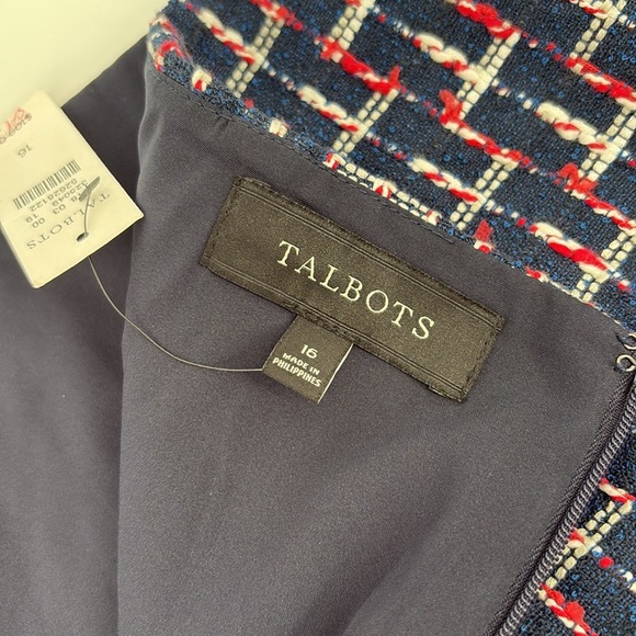 Talbots Womens Boucle Wrap Skirt Knee Length Navy Red White Size 16 New - Picture 10 of 14